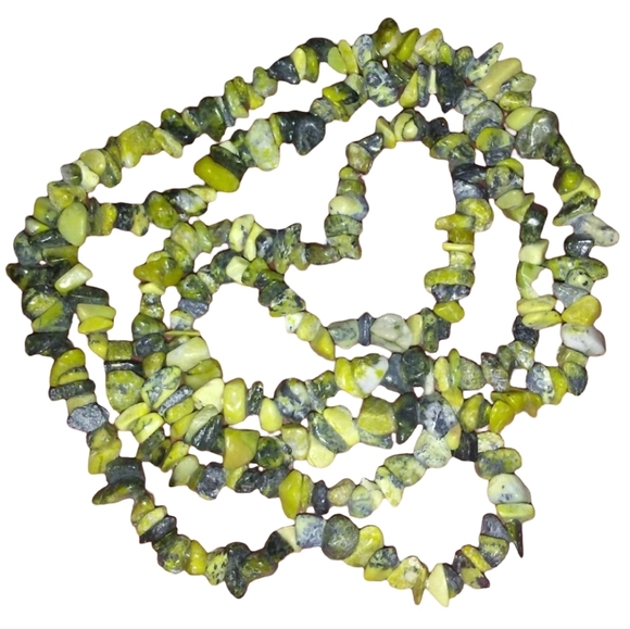 Stone Beads Long Hippie Necklace Bohemian Yellow Turquoise Gemstone Bead Loop - Picture 1 of 8